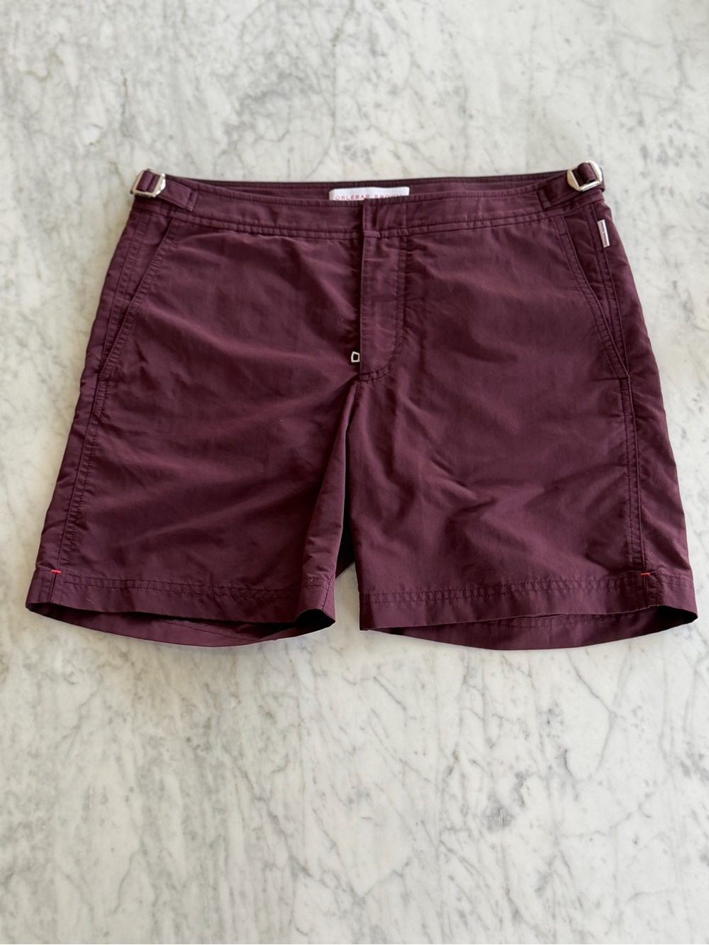 Orlebar Brown Bulldog Swim Shorts — Classic Burgundy, Size 30